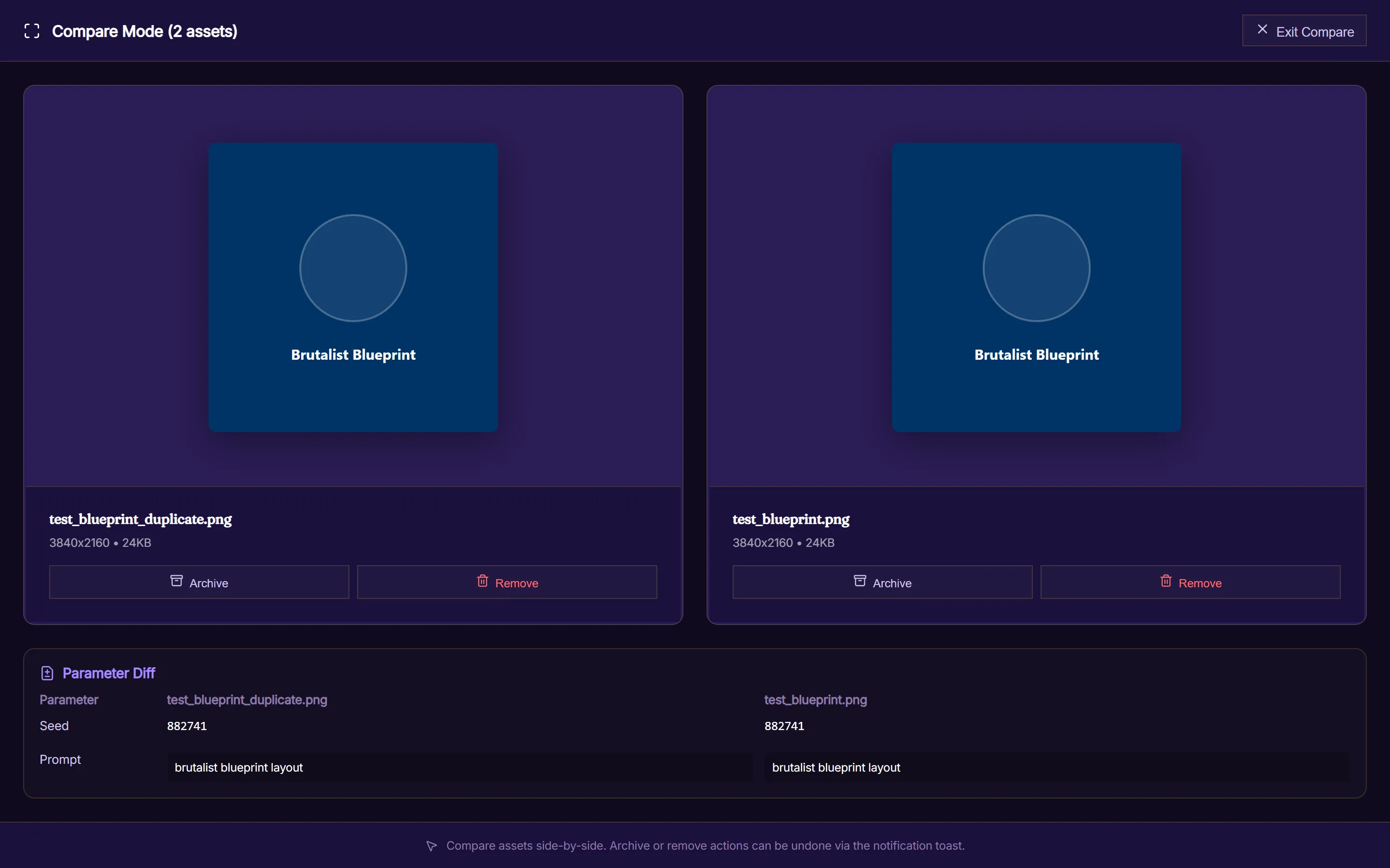 GenSort Compare View showing multiple images side by side