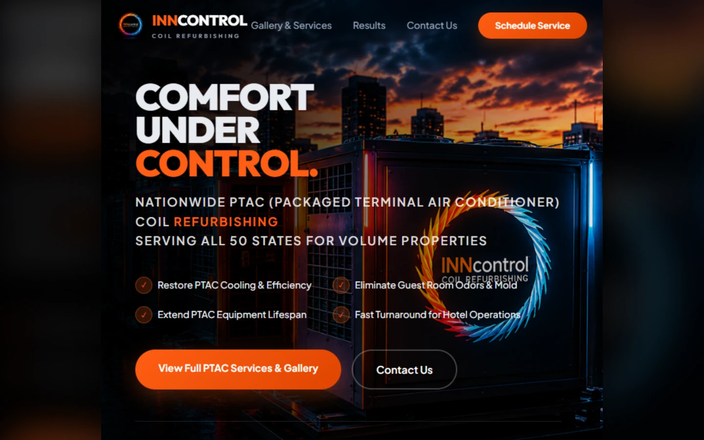 INNcontrol Coils nationwide commercial PTAC coil refurbishing web platform and lead engine