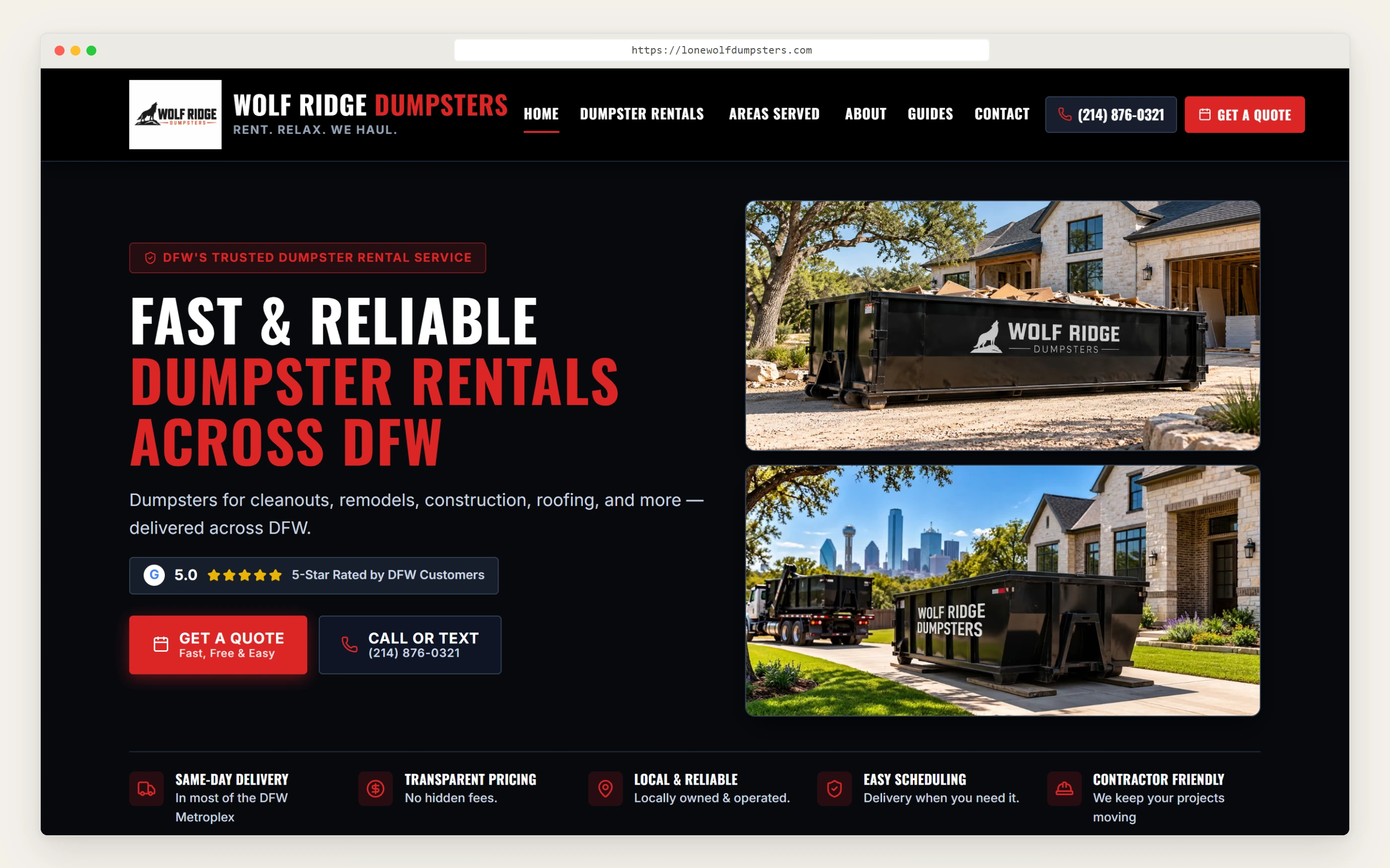 Lone Wolf Dumpsters dynamic pricing and multi-market booking engine