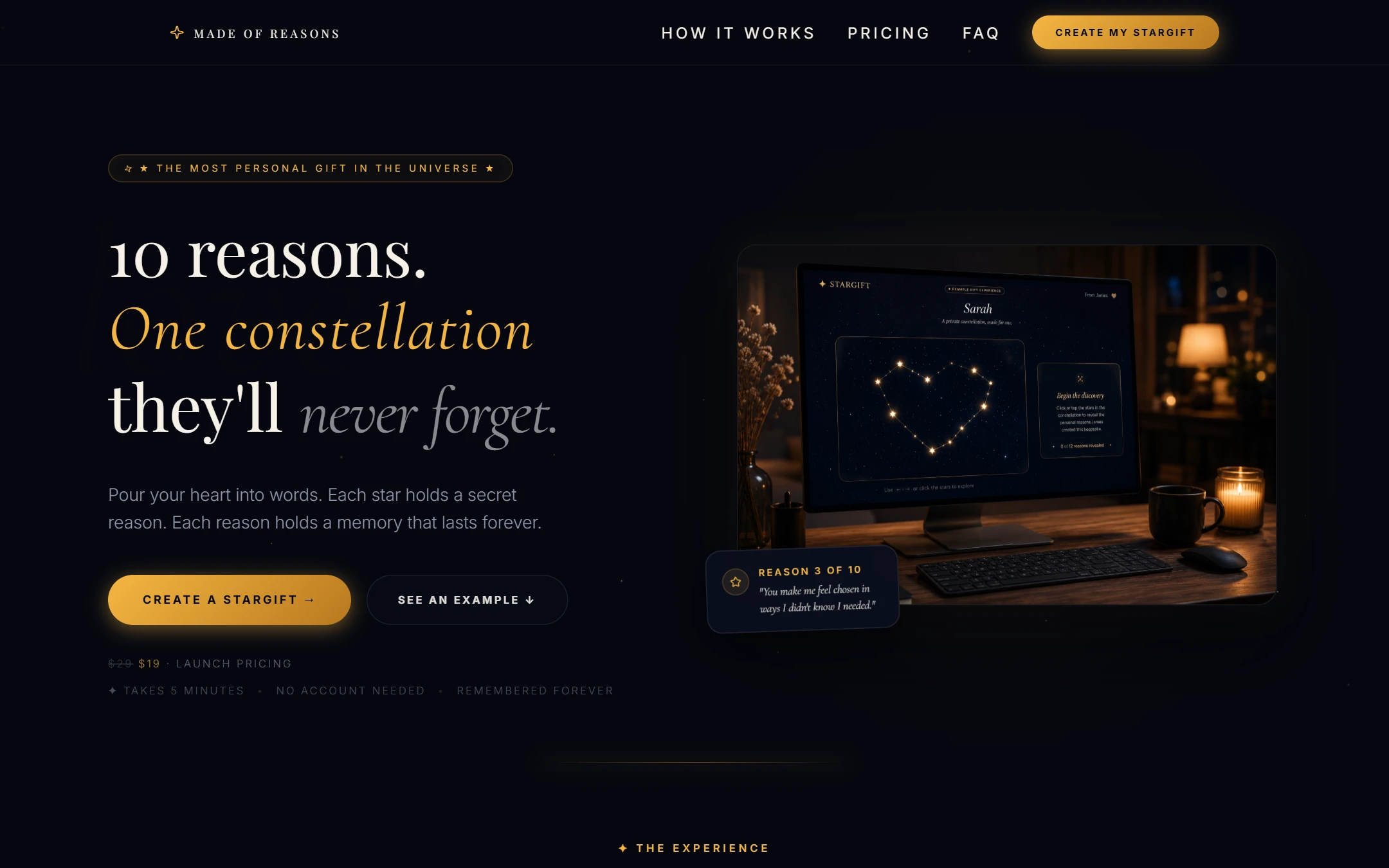 MadeOfReasons interactive web application interface